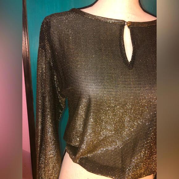 Vintage Black and Gold Disco Blouse 🪩 - Picture 6 of 9